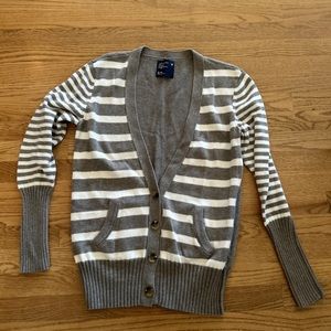 Women's American Eagle Gray Cardigan Sweater Size XL Cute